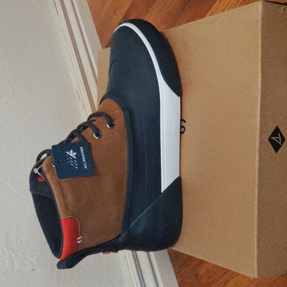Sperry top-sider cutwater boot tan navy men's size 7 waterproof snow rain